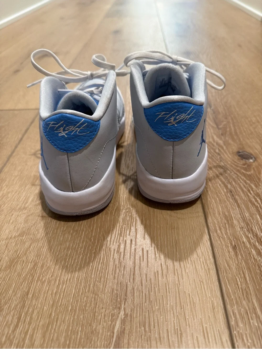 Jordan Kids White and Light Blue Mid-Top Sneakers